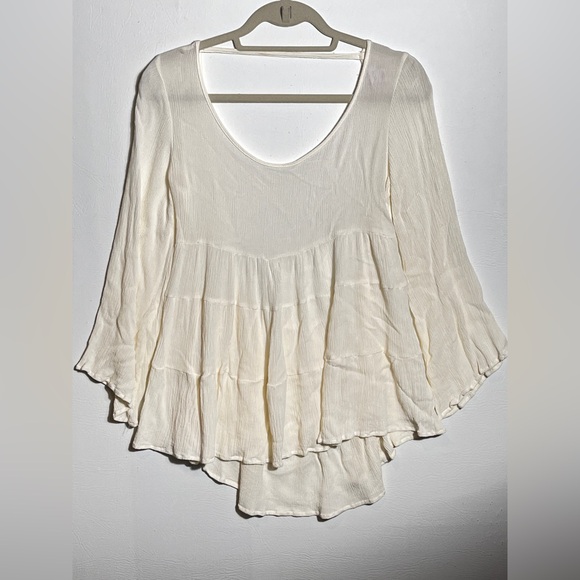 Johnny Was Tops - JW Style Los Angeles Johnny Was Cream Bell Sleeve Blouse Top Large